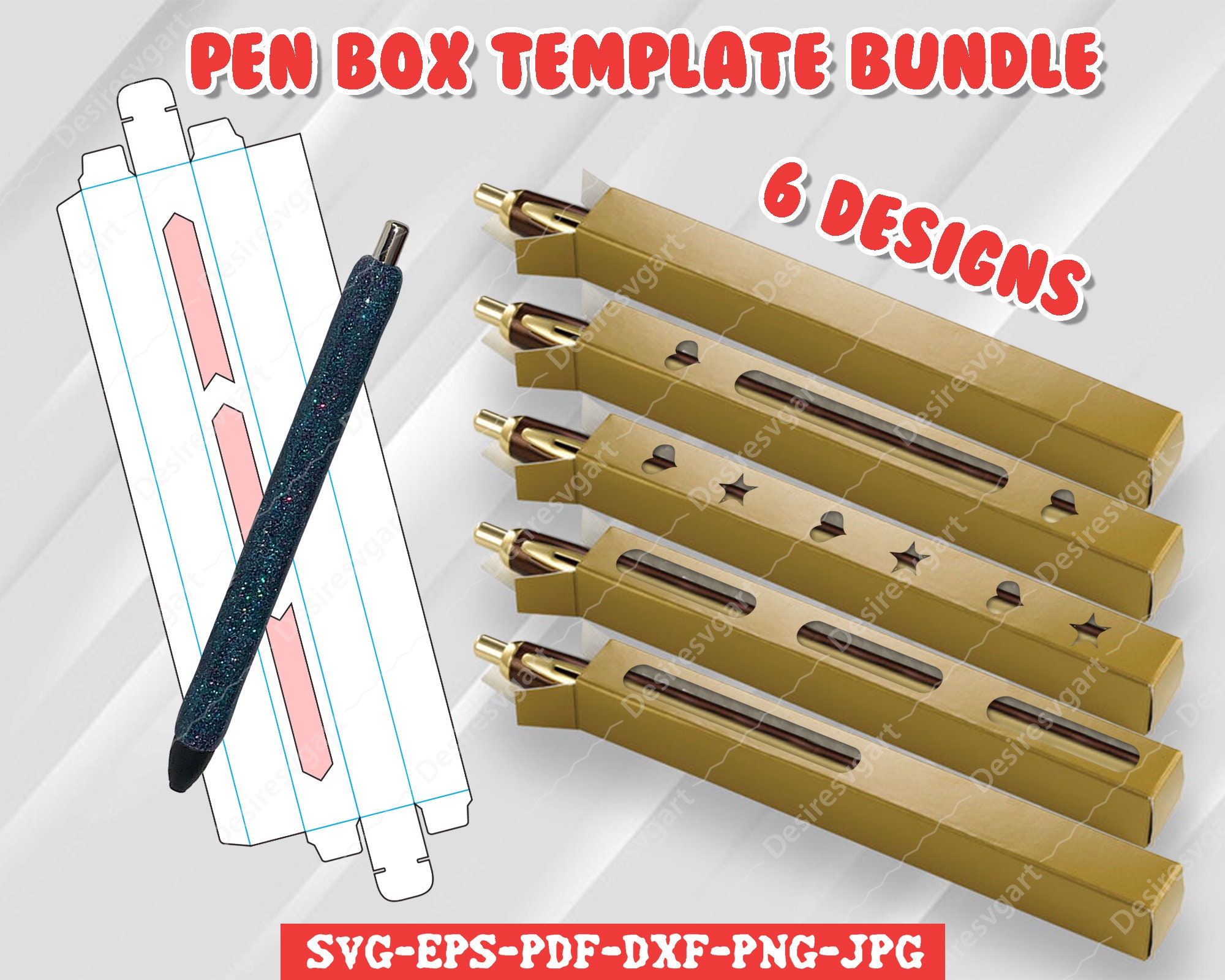 Pen Box Template Bundle, Custom Pen Box, epoxy pen package,  epoxy gl…