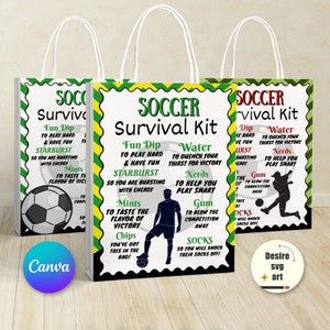 Soccer Survival Kit Printable Canva Editable Template, Gift Bag Idea ...