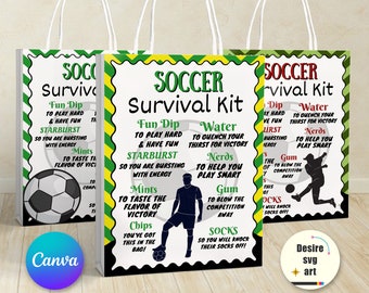 EDITABLE Soccer Team Survival Kit Printable Gift Bag - Etsy
