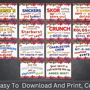 Employee Candy Bar Gift Tags, Printable Appreciation Tags, Coworker ...