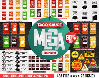Tacosåspaket klistermärken Endast tacosås megapaket, het sås svg med och utan text, het sås megapaket, halloween-kostym svg