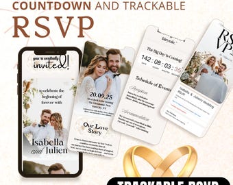 Trackable RSVP Wedding Website Template | Canva Wedding Invitation | RSVP Google Form | Countdown Timer | Digital Wedding Website