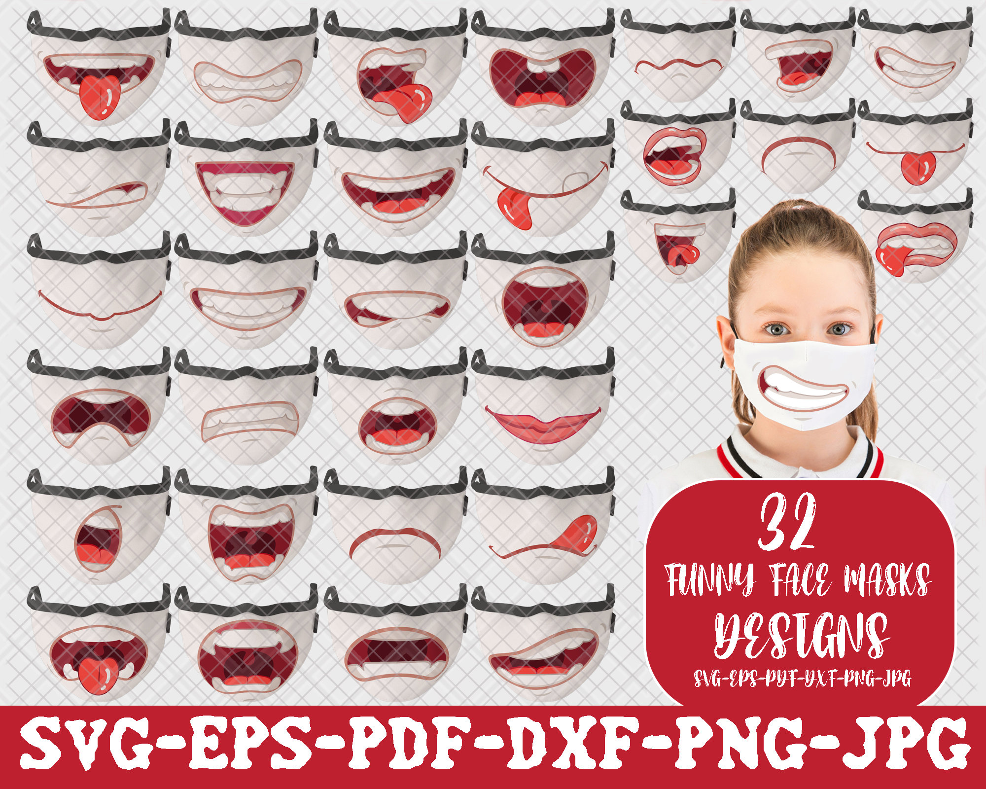 Kids Face Masks Svg Funny Face Mask Svg Cartoon Mouth Svg Etsy Australia