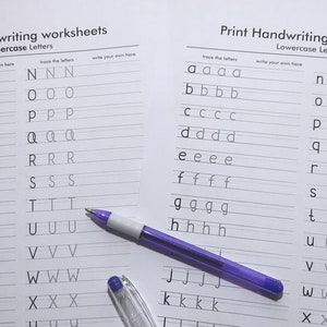 Print Handwriting Worksheets | Handwriting Practice Worksheet | bubbly Handwriting Practice | Uppercase | Lowercase | (Us Letter-10 Pages).