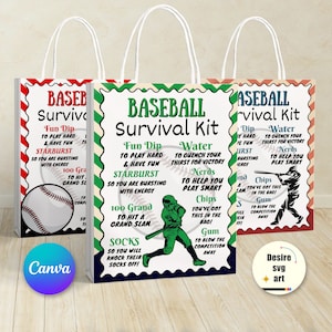 Baseball Survival Kit druckbare Canva bearbeitbare Vorlage, Geschenktüte Idee, druckbare Baseball Geschenkidee, personalisierte Sport Flyer