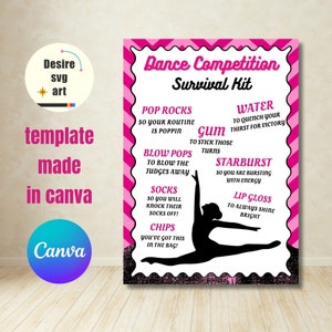 Dance Competition Survival Kit Printable Canva Editable Template, Gift ...