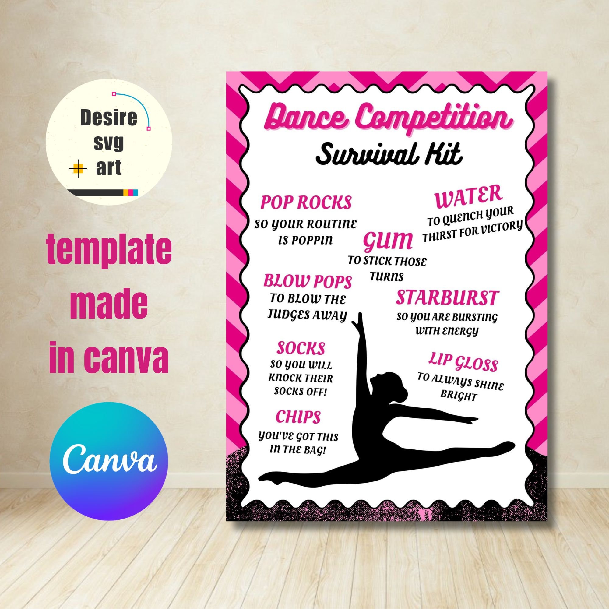 Dance Competition Survival Kit Printable Canva Editable Template, Gift ...