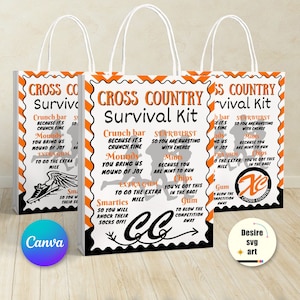 Kit de sobrevivência cross country Modelo editável em tela para impressão, ideia de sacola de presente, ideia de presente cross country para impressão, folheto esportivo personalizado
