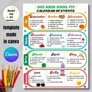 Modèle de Flyer mensuel modifiable PTO/PTA | Fichier numérique sur toile