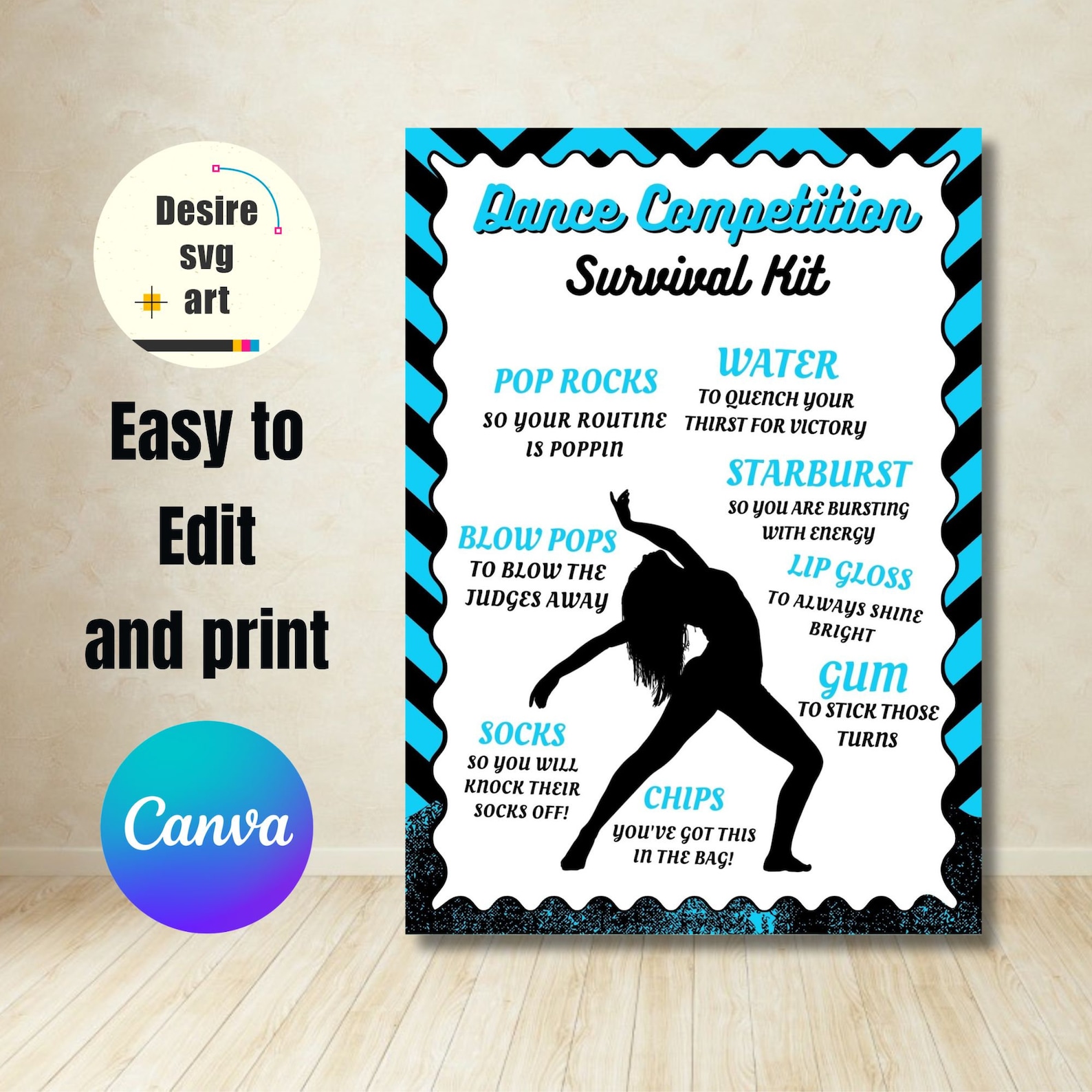 Dance Competition Survival Kit Printable Canva Editable Template, Gift ...