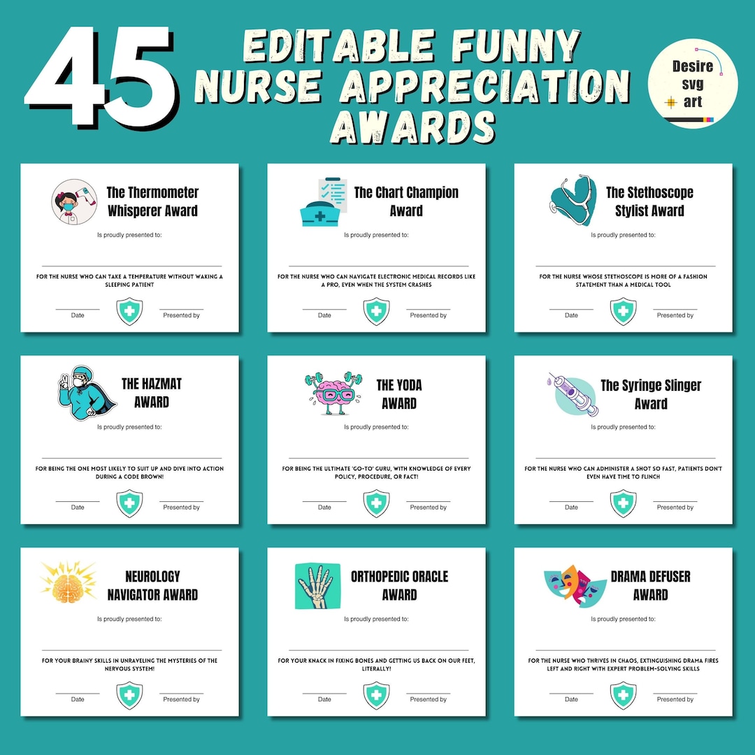 Funny Nursing Award Certificates Editable In Canva Nurses Week pin-on-make-meetings-fun