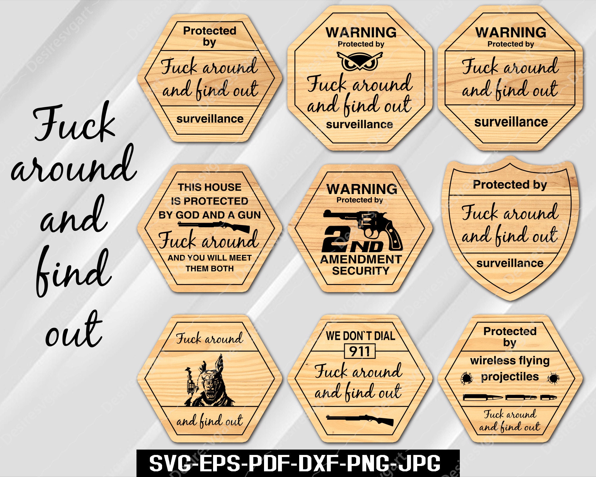 Protected by fuck around and find out svg | Security Sign | porch decor |  surveillance sign | Funny Yard Sign | Funny home security