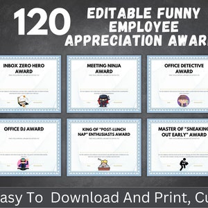 Quirky Employee Recognition Certificates:Celebrate the Funniest Moments with this 120 Certificates | Funny Award Certificates V2