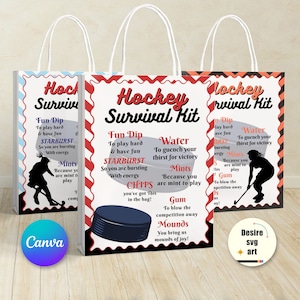 Hockey Survival Kit Printable canva editable template, Gift Bag Idea, Printable Hockey Gift Idea, Personalized sports Flyer