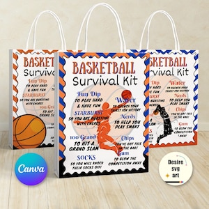 Basketball Survival Kit Printable canva editable template, Gift Bag Idea, Printable Basketball Gift Idea, Personalized sports Flyer
