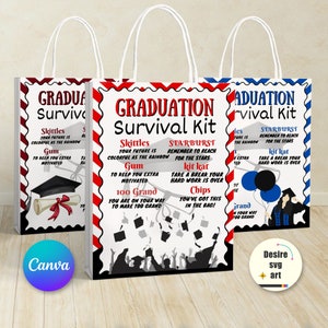 Graduation Survival Kit Printable canva editable template, Gift Bag Idea, Printable Graduation Gift Idea, Editable Flyer