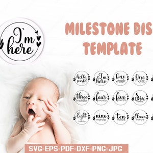 Rondas de hitos de bebé svg, Baby Milestone SVG, Discos de hito svg, signo de bebé svg, bebé svg, Hito mensual svg