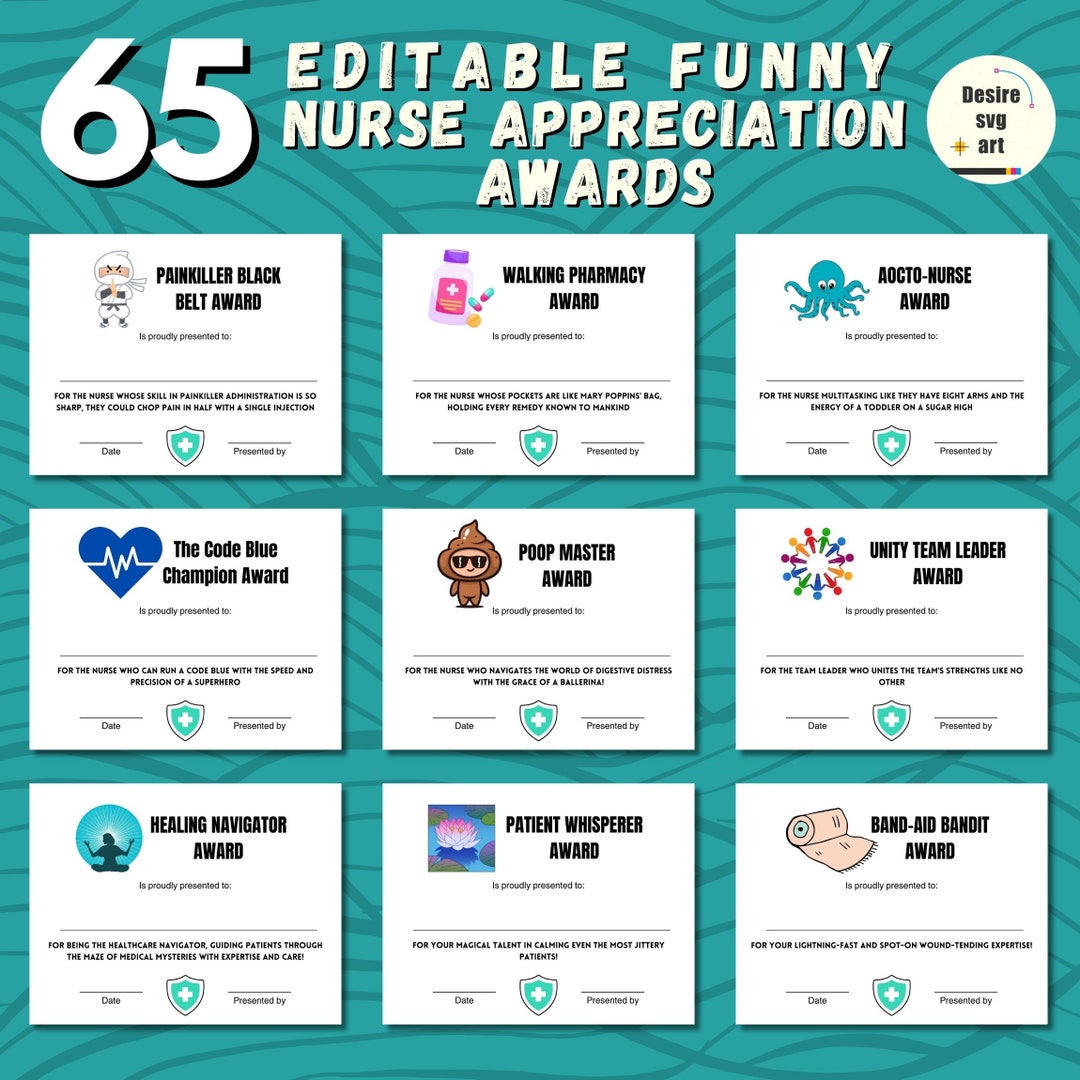 Funny nursing award certificates editable in canva funny nurse award