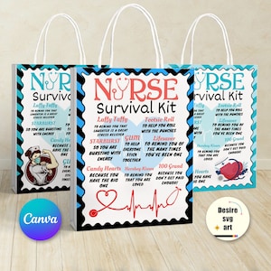 Nurse Survival Kit editable canva template, National Nurses Day, Medical Staff Appreciation Week, Printable Nurse Appreciation Template