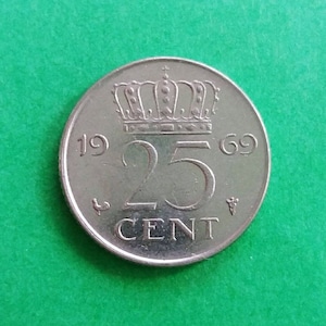 Dutch 25 Cents from 1963, 1968, 1969, 1973, 1976, 1977, 1978, 1980 - Juliana, Coin from Netherlands, Vintage Coins, Pre Euro Coins