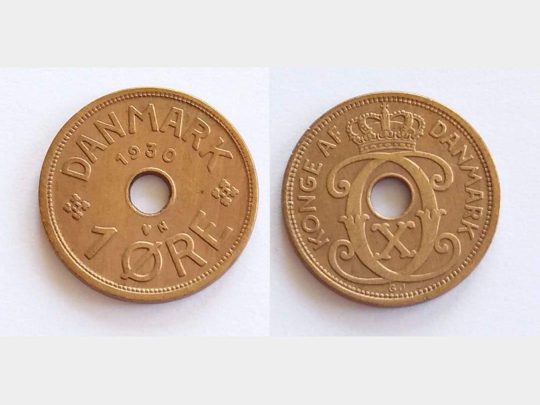 Danish 1 Ore 1930, 1932, 1933, 1934, 1935 - Vintage Coins From Denmark ...