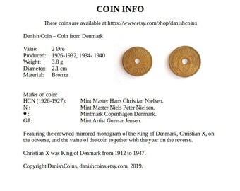 デンマーク 2 オーレ 1927、1928、1929 - デンマークのヴィンテージ