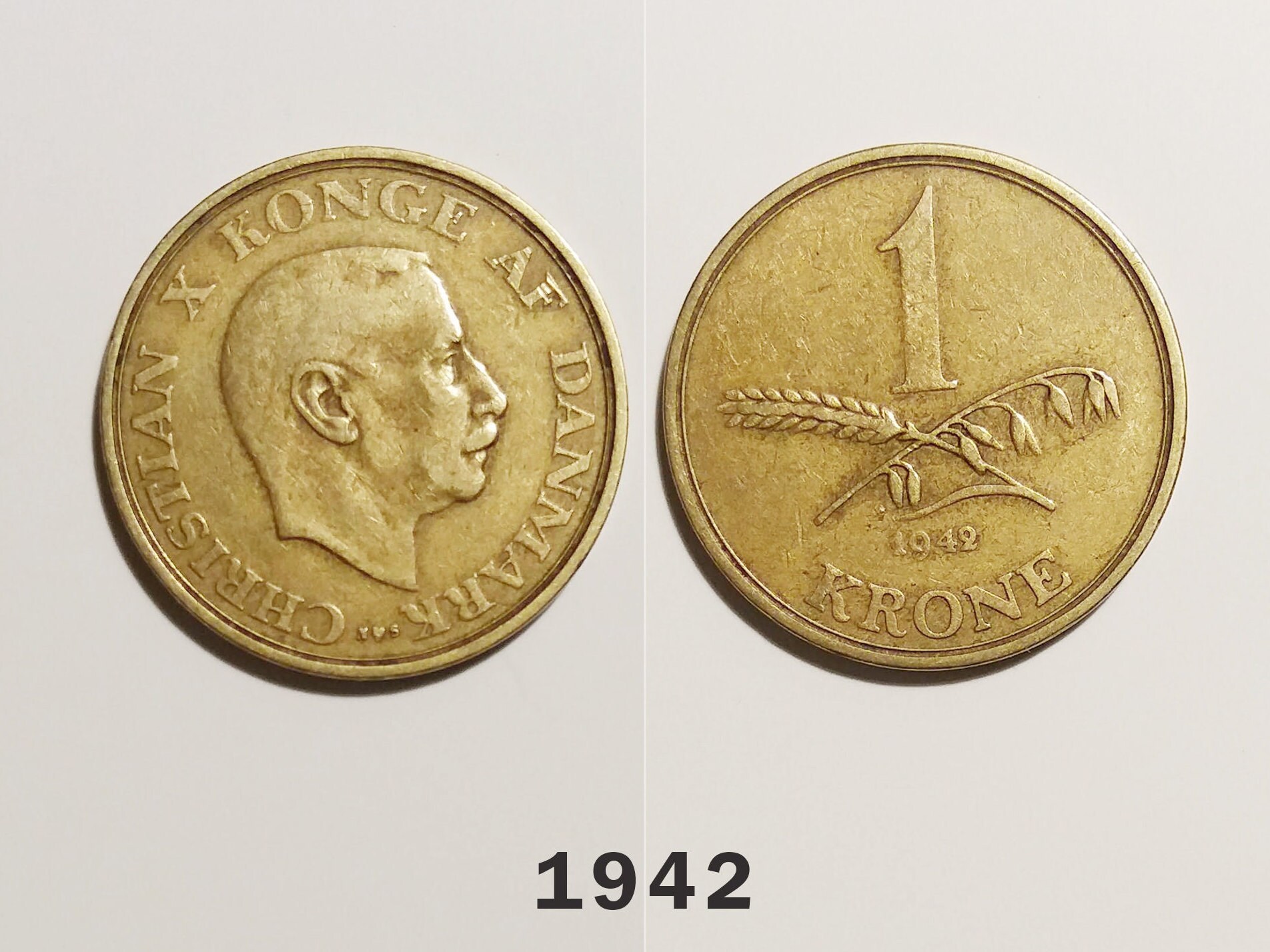 デンマーク 1 クローネ 1942、1943、1944、1945、1946、1947