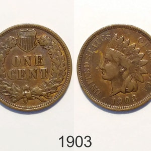 US One (1) Cent del 1903 - Indian Head Cent, moneta d&#39;epoca dagli USA