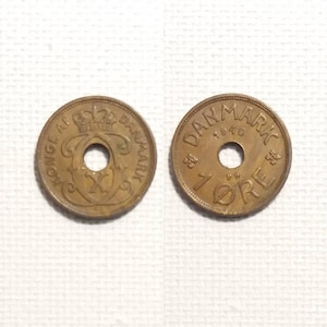 Danish 1 ore 1936, 1937, 1938, 1939, 1940 - Vintage coins from Denmark – King Christian X - Antique coin - Nordic coin - Scandinavian coin