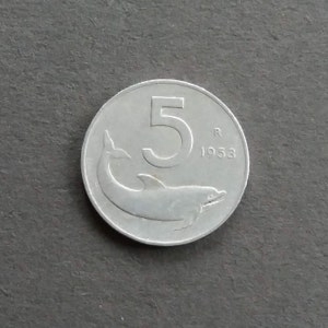 Italien 5 Lire de 1953 R, 1955 R, Pièces d’Italie, Pièces vintage, Pièces pré-euro