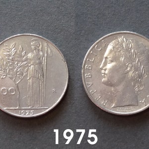 Italien 100 Lire, 1975, 1976, 1977, 1978, 1979, pièces vintage d’Italie, Repubblica Italiana, Pièces pré-euro