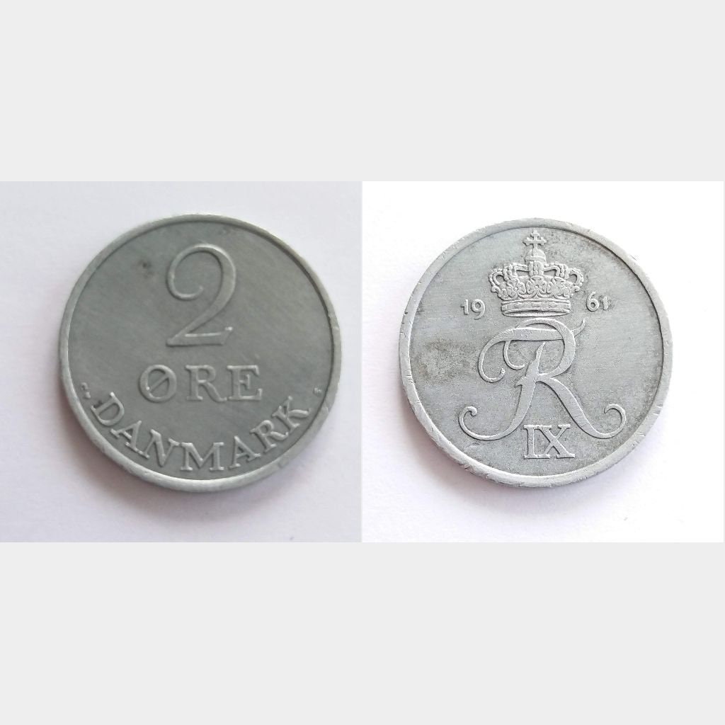 Danish 2 Ore 1956, 1957, 1958, 1959, 1960, 1961, 1962, 1963. Vintage ...