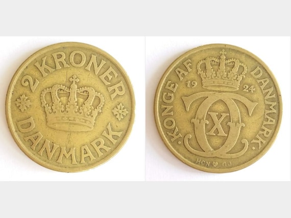 Danish 2 Kroner 1924, 1925, 1926, 1936, 1938, 1939, 1940