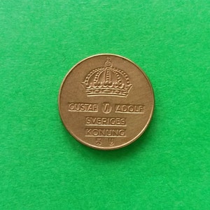 Schwedische 1 Öre 1963, Gustaf VI Adolf, Vintage Münze aus Schweden. Skandinavische Münze.
