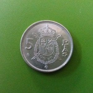 Spanish 5 Pesetas, 1984 M, Juan Carlos I, Vintage Coin from Spain, Pre-Euro Coin