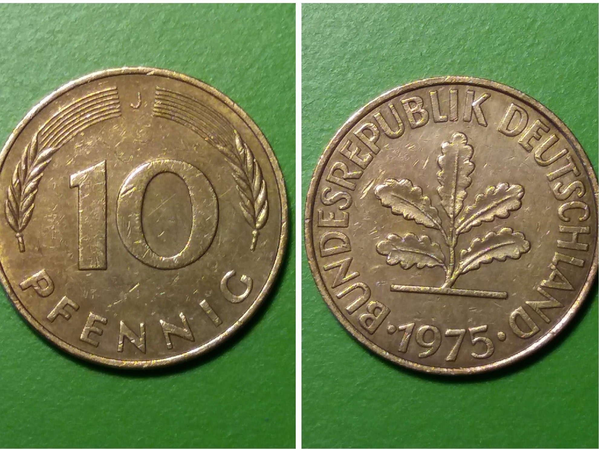 ドイツ 10 ペニヒ、1970 年代のドイツ硬貨、ドイツの硬貨、ビンテージ