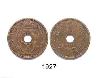 デンマーク 2 オーレ 1927、1928、1929 - デンマークのヴィンテージ