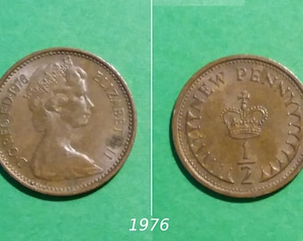 イギリス 1/2 ニュー ペニー、1971 年、1973 年、1975 年、1976 年