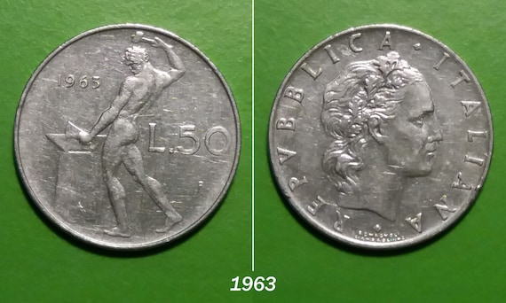 イタリア 50 リラ、1963 年、1974 年、1976 年、1977 年、1979 年
