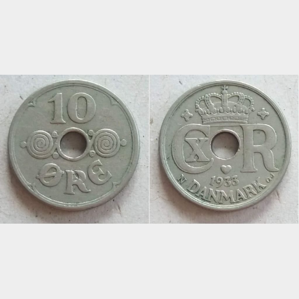 Danish 10 Ore 1924, 1925, 1926, 1929, 1931, 1933, 1934 - Vintage