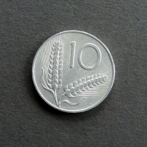 Italian 10 Lire, 1955, 1966, Italian Lira, Vintage Coins from Italy, Pre-Euro Coins