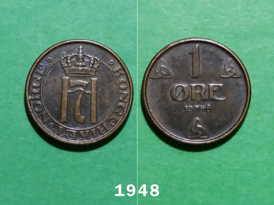 Norwegian 1-Øre From 1941, 1948, Haakon VII, Coins From Norway