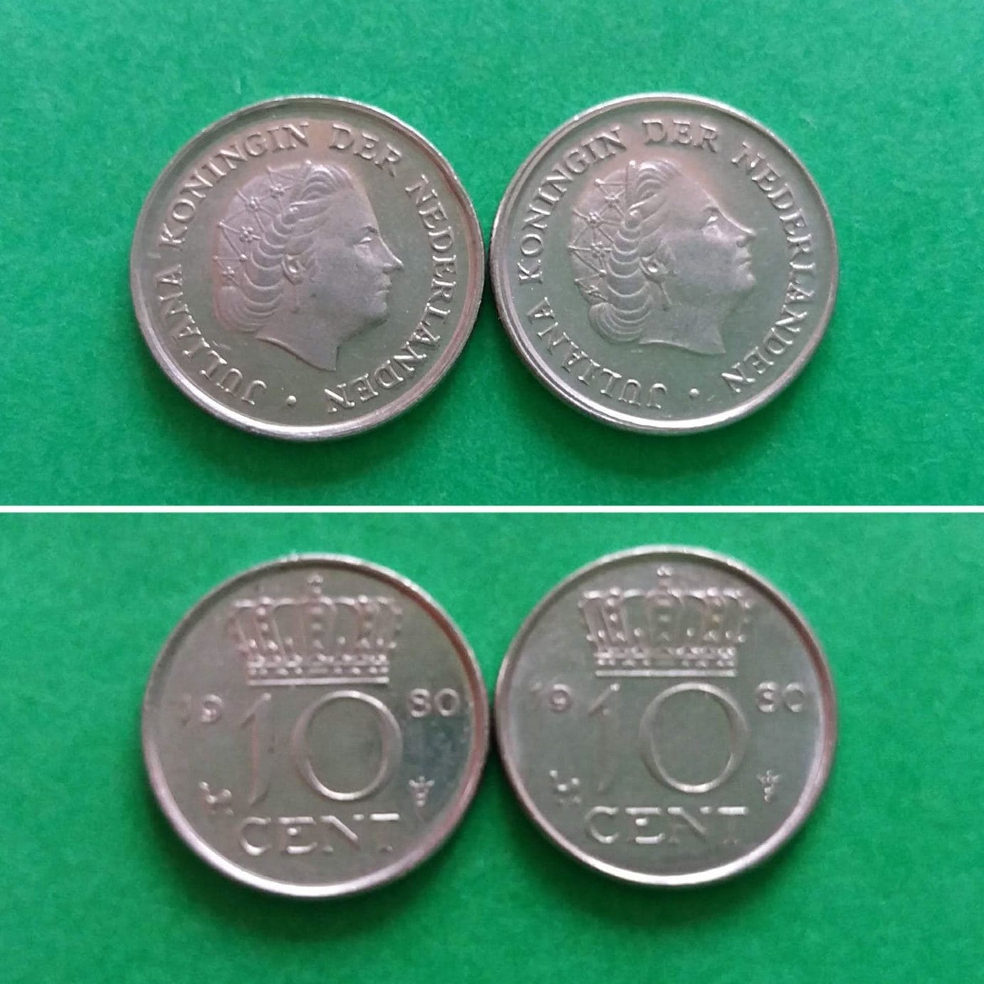 オランダ 10 セント、1958 年、1963 年、1965 年、1973 年、1974 年