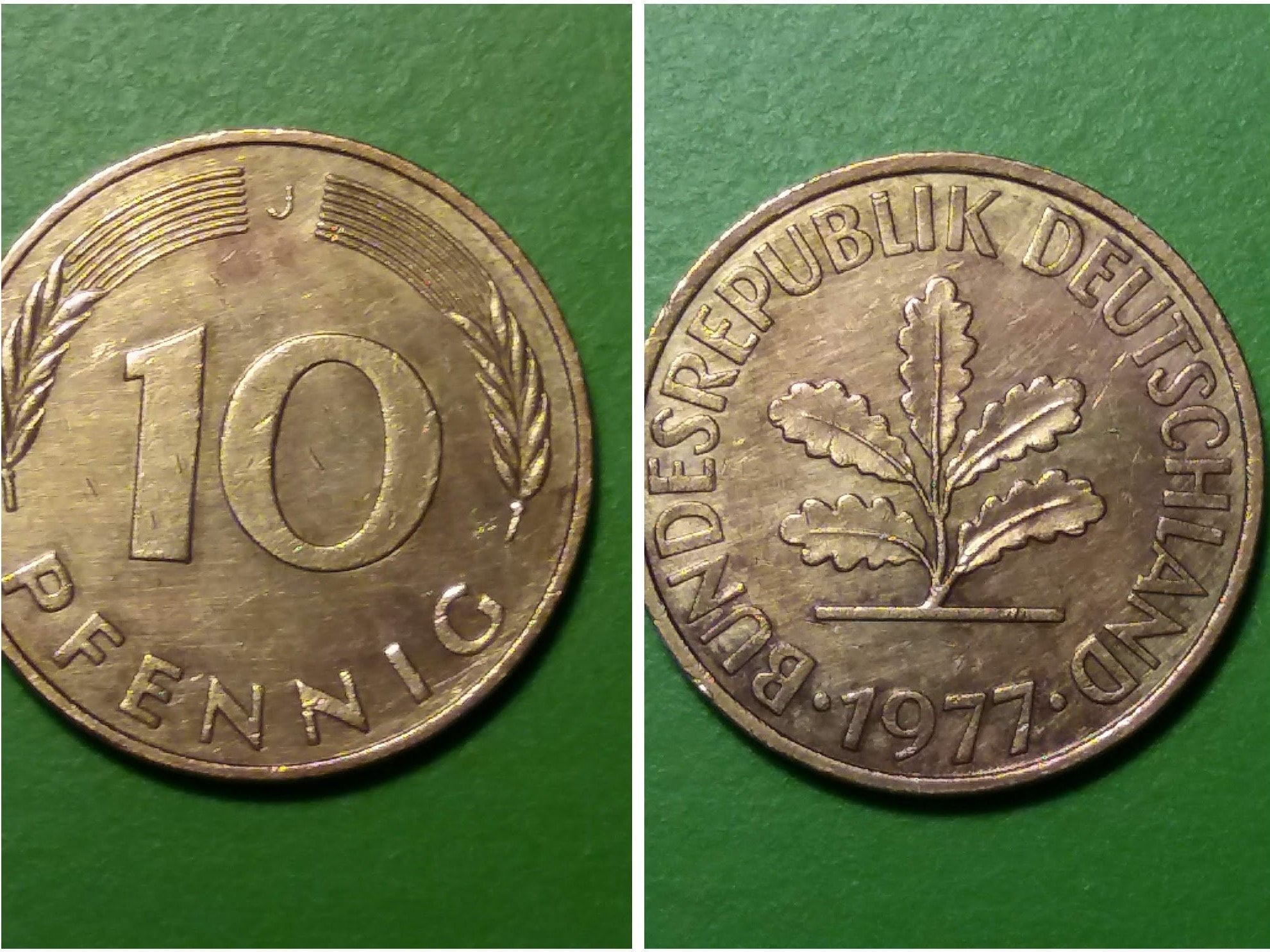 ドイツ 10 ペニヒ、1970 年代のドイツ硬貨、ドイツの硬貨、ビンテージ