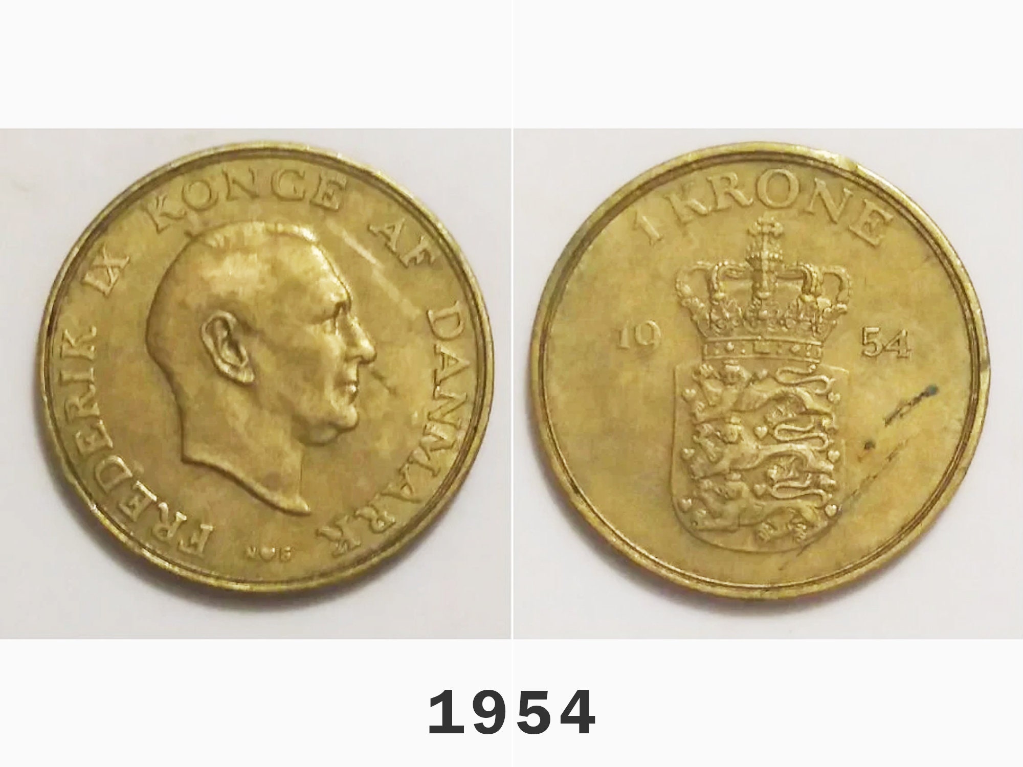 デンマーク 1 クローネ 1952、1953、1954、1955、1956、1957、1958