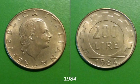 イタリア 200 リラ、1978、1979、1980、1984、イタリアのヴィンテージ
