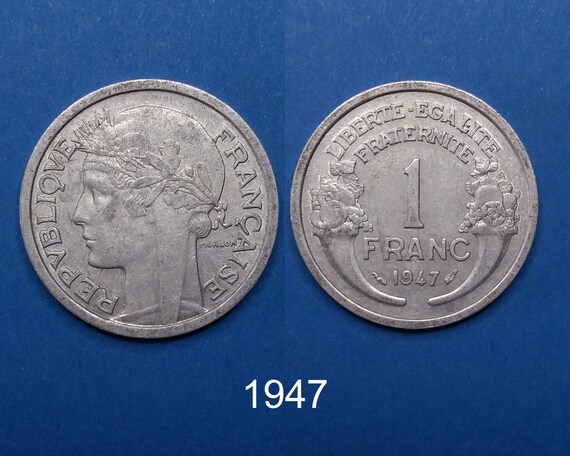 DANS LE PRE（1947年刷） France 1-franc, 1947, Old French Currency, Fourth Republic, French