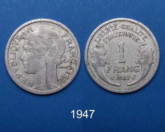France 1-franc, 1947, Old French Currency, Fourth Republic, French