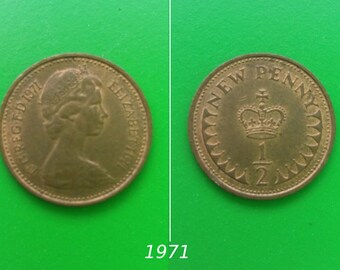 イギリス 1/2 ニュー ペニー、1971 年、1973 年、1975 年、1976