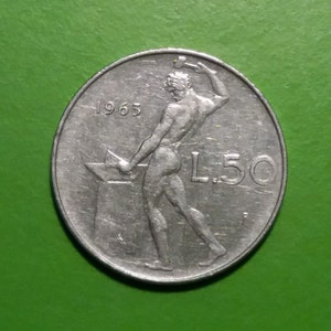 50 lires italiennes, 1963, 1974, 1976, 1977, 1979, 1983, pièces anciennes d&#39;Italie, de la Repubblica Italiana, pièces pré euro